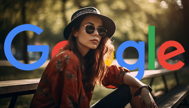 Woman Thinking Park Bench Google Logo